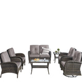 Patio Conversation Set 7-Piece with Loveseat, Swivel Glider Chairs, Patio Chairs, Coffee Table, and Side Table, NDS Series - Belord