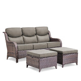 3-Piece All-Weather Wicker Sectional Sofa – 6" Ultra-Thick Cushions & Ottomans, NT Series - Belord
