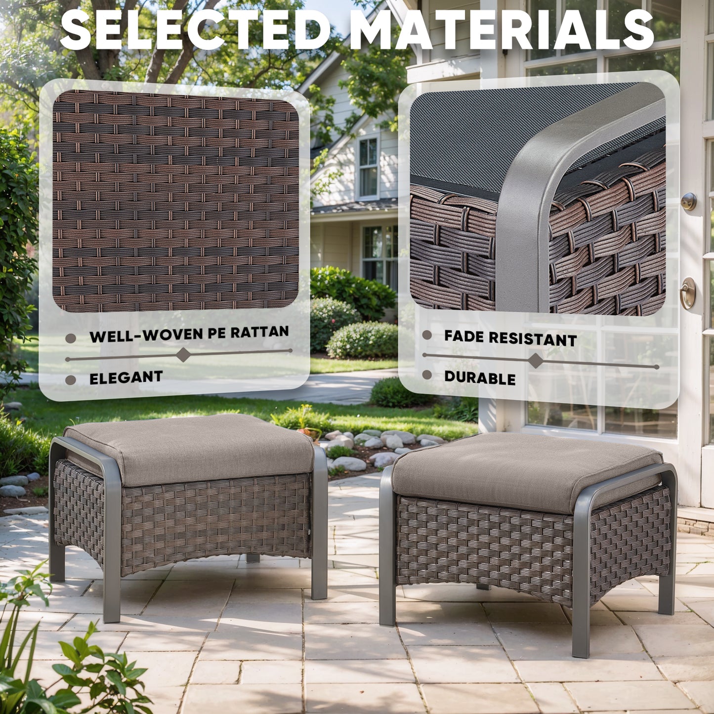 Patio Conversation Set 5-Piece with 1 Sofa, 2 Patio Chairs, 2 Ottoman, HW Series