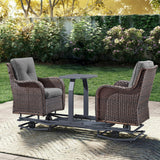 Belord 2-Person Outdoor Wicker Glider Loveseat with Integrated Side Table & Cushioned Seats, NTC Series - Belord