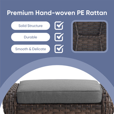 Luxury 10-Piece Patio Set – Sofa & Swivel Chairs with Ottomans, Hand-Woven All-Weather Wicker for Backyard Hosting, ND Series - Belord