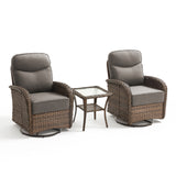 Luxury 3-Piece Swivel Rocker Patio Set – 2 High-Back Chairs with Side Table, 6" Thick Cushions for Backyard Summer Nights, ND Series - Belord