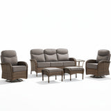 Premium 6-Piece Patio Lounge Set – Sofa, Swivel Rockers & Ottomans with Deep Cushions for Deck Relaxation, ND Series - Belord