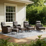 Premium 10-Piece Swivel Chair Patio Set – Deep 6" Cushions & Ottomans for Flexible Outdoor Lounging, ND Series - Belord