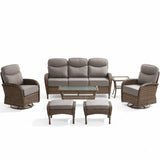 7-Piece Outdoor Seating Set – High-Back Sofa & Swivel Rockers with Ottomans for Stylish Summer Nights, ND Series - Belord