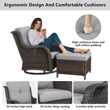 Patio Conversation Set 6-Piece with Sofa, Swivel Glider Chairs, Coffee Table, and Ottoman, NTC Series - Belord