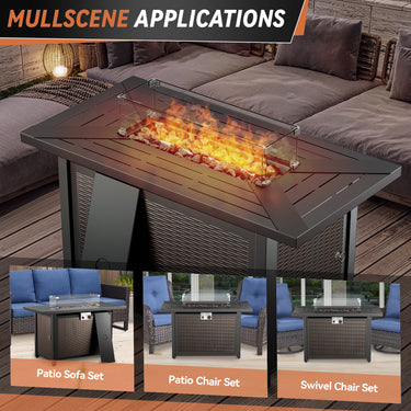 Modern 7-Piece Patio Conversation Set with Rectangular Fire Pit Table – All-Weather Wicker & High Back Comfort, ND Series - Belord