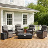 Upgraded 7-Piece Swivel Chair Patio Set with Split Fire Pit Table – Built for Social Summer Nights, ND Series - Belord