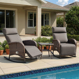 Luxury 3-Piece Adjustable Rocking Set - PE Wicker Recliners with Side Tables, NDS Series - Belord