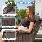Patio Conversation Set 7-Piece with Sofa, Glider Loveseat, Swivel Glider Chairs, Ottoman and Coffee Table, NTC Series - Belord