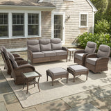9-Piece Outdoor Conversation Set – Heavy-Duty Swivel Rockers, Waterproof Wicker for Large Deck Spaces, ND Series - Belord