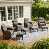 Premium 10-Piece Swivel Chair Patio Set – Deep 6" Cushions & Ottomans for Flexible Outdoor Lounging, ND Series - Belord