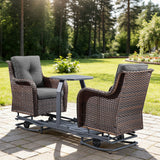 Belord 2-Person Outdoor Wicker Glider Loveseat with Integrated Side Table & Cushioned Seats, NTC Series - Belord