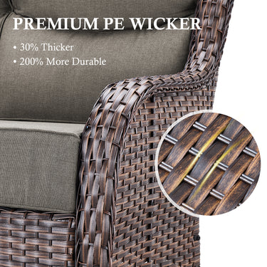 3-Piece All-Weather Wicker Sectional Sofa – 6" Ultra-Thick Cushions & Ottomans, NT Series - Belord