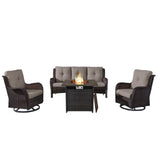 Fire Pit Table Set with Swivel Glider Chairs and Sofa, NTC Series - Belord