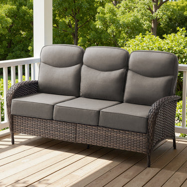 Premium 1-Piece Patio Sofa with Upgraded 6" Cushions – All-Weather Hand-Woven Wicker, High-Back Comfort for Garden & Front Porch, ND Series - Belord