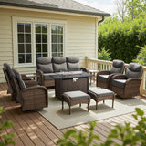 Premium 10-Piece Patio Furniture Set with Metal Fire Pit Table – High-Back Seating for Backyard Living, ND Series - Belord