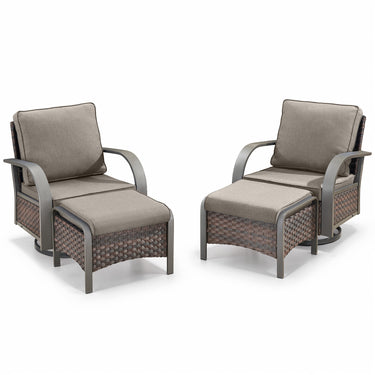 Patio Conversation Set 4-Piece with 2 Swivel Glider Chairs, 2 Ottoman, HW Series - Belord