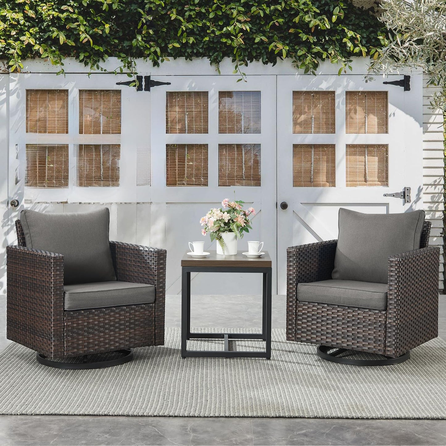 Save 50% - Swivel Glider Chairs Set with Side Table, GRS Series