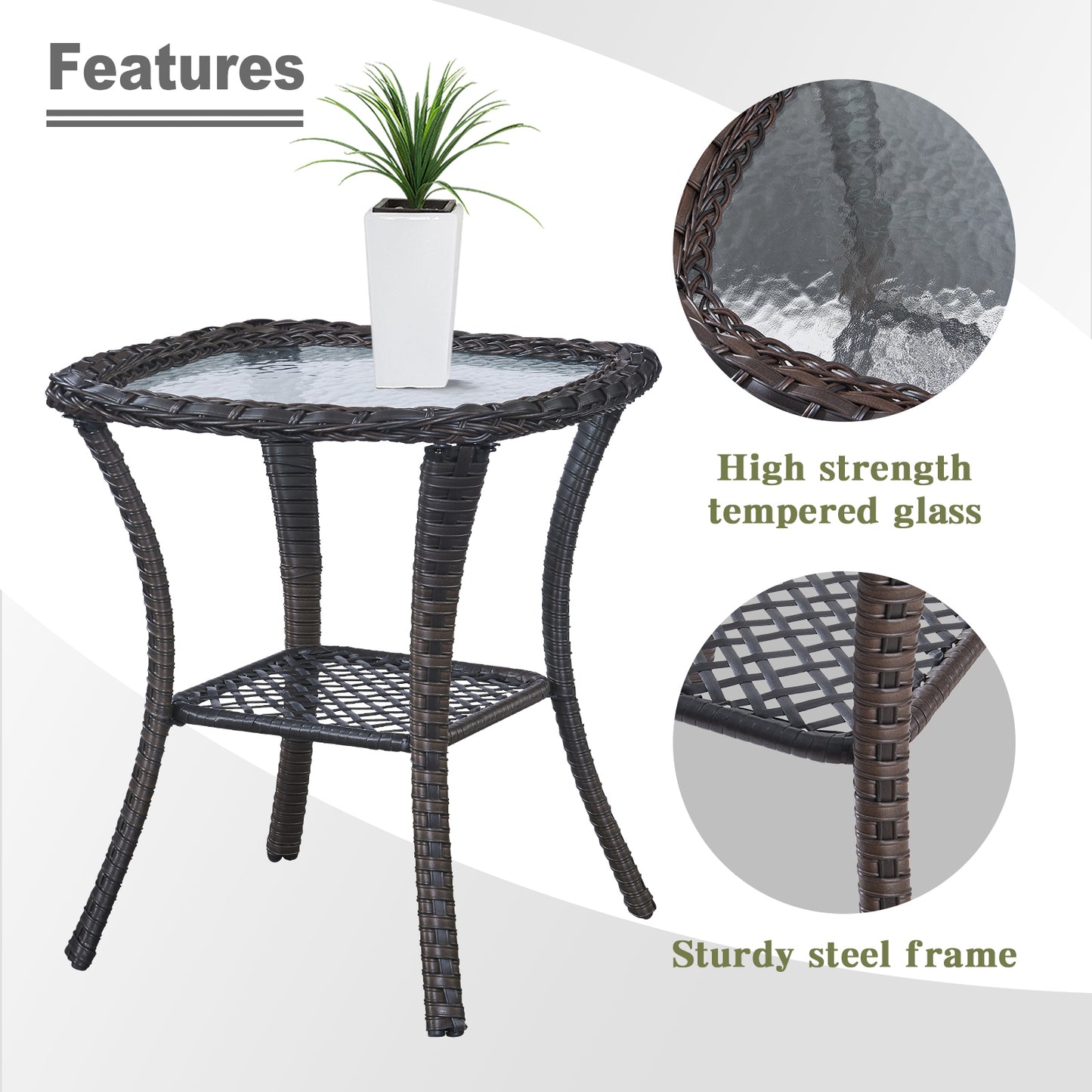3-Piece Outdoor Wicker Lounge Set – 2 Adjustable 75" Chaise Lounges + Side Table, All-Weather Rattan, NTC Series