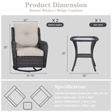 Save 60% - Swivel Glider Chairs Set with Side Table, NTC Series - Belord