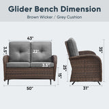 Outdoor Wicker Glider Loveseat, NDS Series - Belord