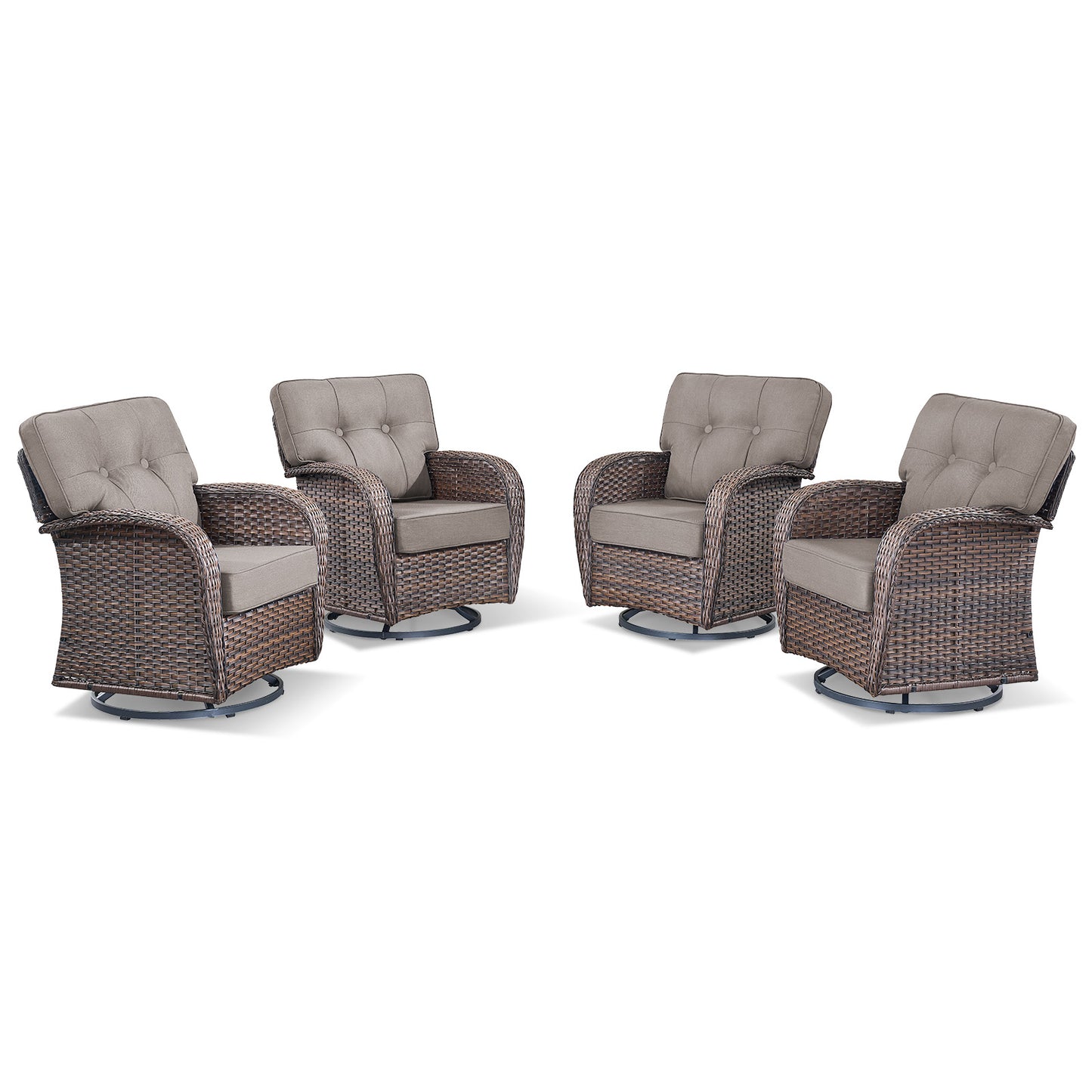 Swivel Glider Chairs (Set of 4) – Wide T-Back Design & 5" Thick Cushions, T Series