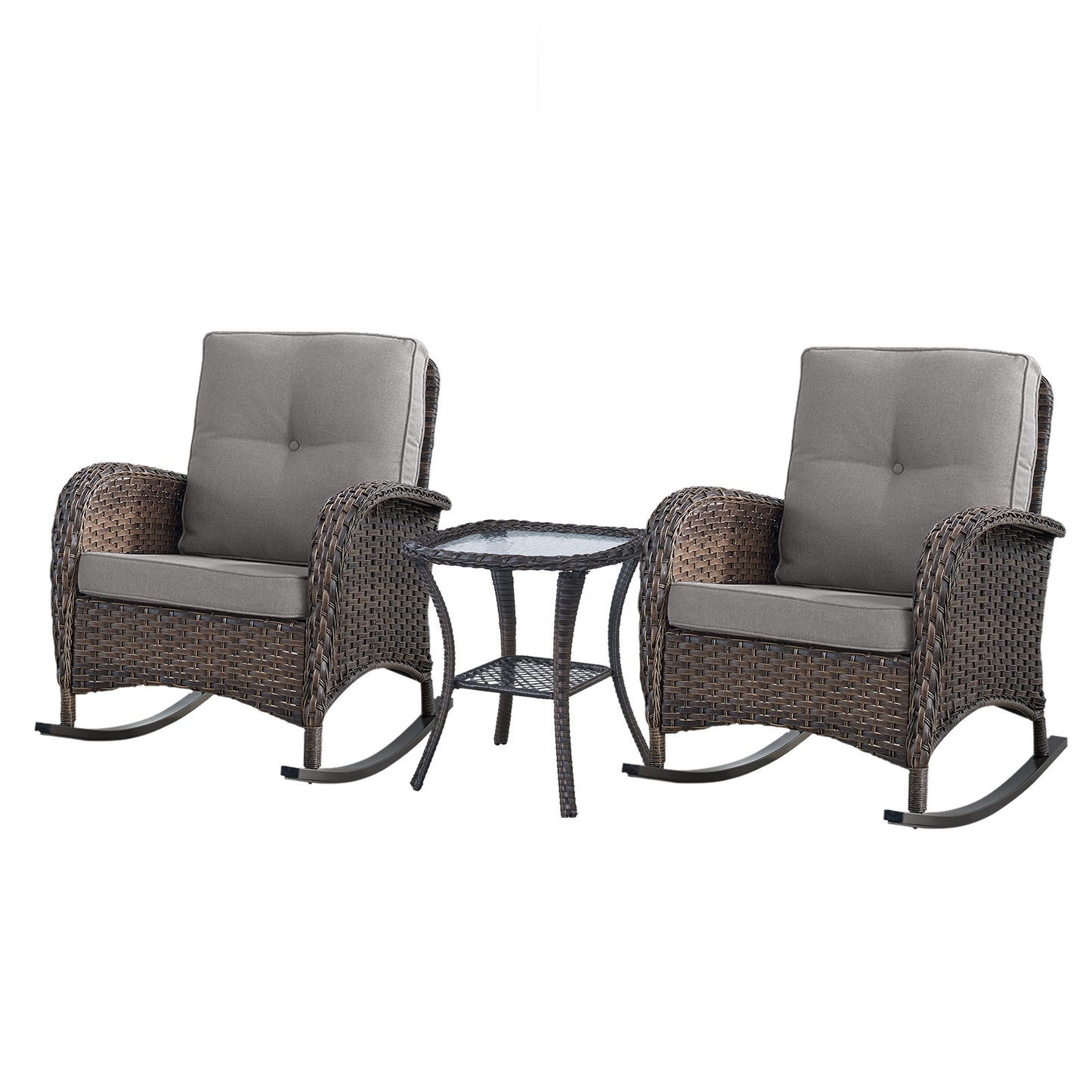 Wicker Rocking Chairs Set with Side Table, NDS Series