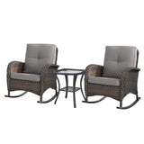 Wicker Rocking Chairs Set with Side Table, NDS Series - Belord