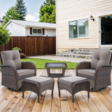 Swivel Glider Chairs Set with Side Table and Ottoman, NDS Series - Belord