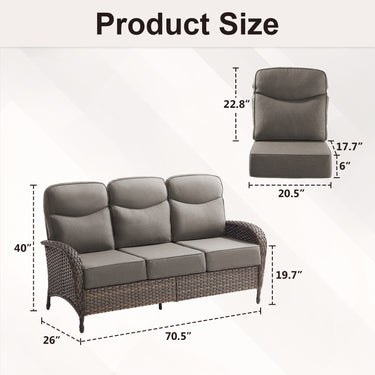 Premium 1-Piece Patio Sofa with Upgraded 6" Cushions – All-Weather Hand-Woven Wicker, High-Back Comfort for Garden & Front Porch, ND Series - Belord