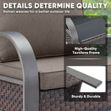 Patio Conversation Set 7-Piece with 1 Sofa, 2 Swivel Glider Chairs, 2 Patio Chairs, 2 Ottoman, HW Series - Belord