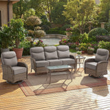 Elegant 5-Piece Outdoor Conversation Set – Sofa & Swivel Rockers with Coffee Table, All-Weather Wicker for Patio Parties, ND Series - Belord