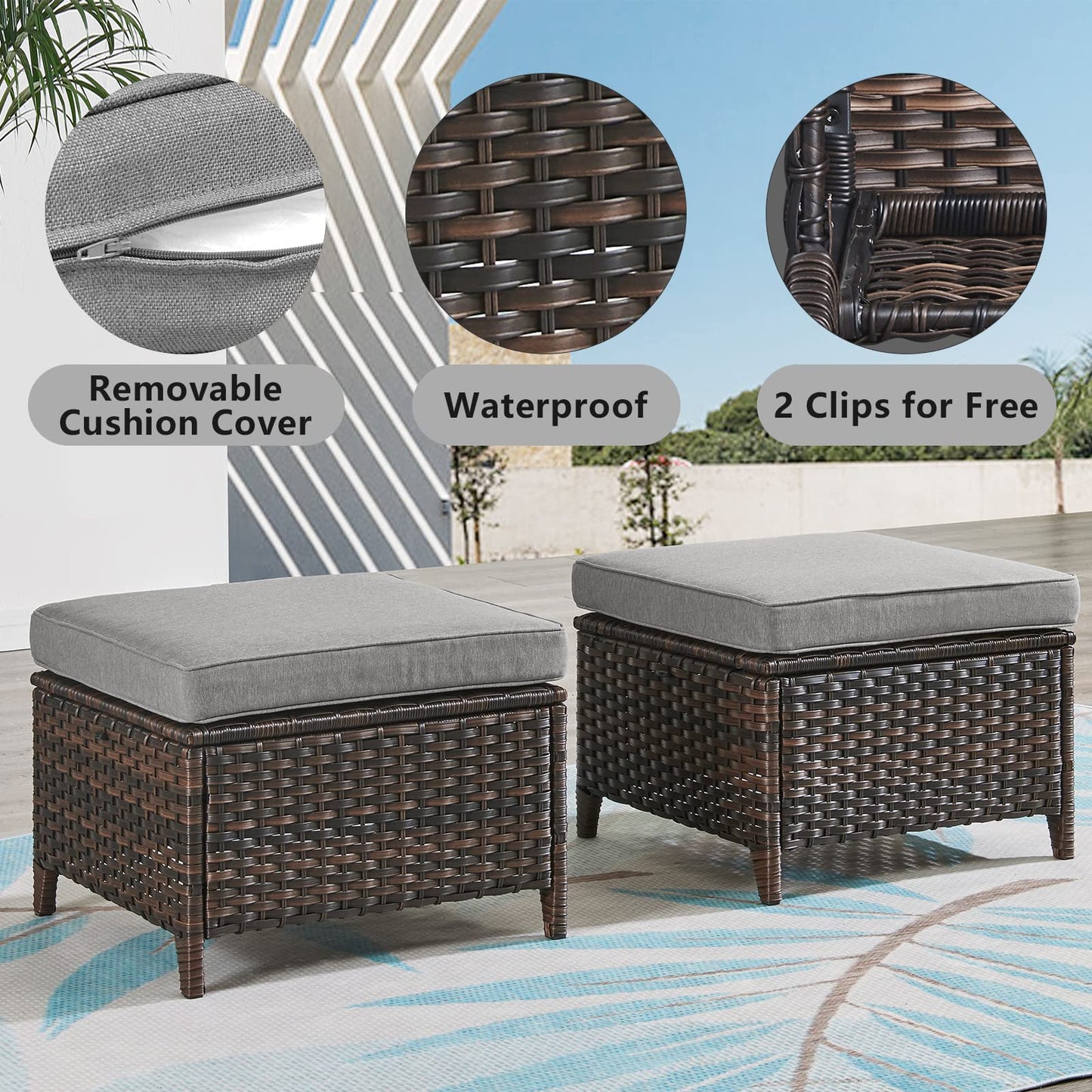 Outdoor PE Rattan Ottoman, NTC Series