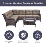 Save 50% - 7-Piece L-Shaped Patio Sectional Sofa Set + Wicker Coffee Table, NTC Series - Belord