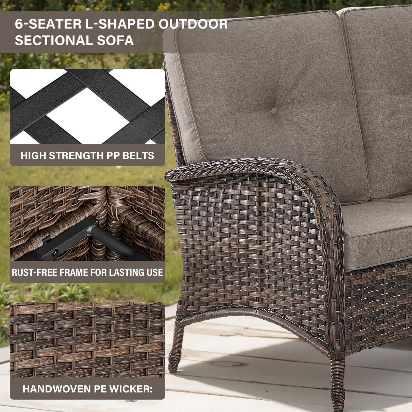 Large Sectional Set 10-Piece with Rocking Chairs, Coffee Table, and Side Table, NDS Series