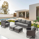 Patio Conversation Set 5-Piece with Sofa, Patio Chairs, and Ottoman, GRS Series - Belord