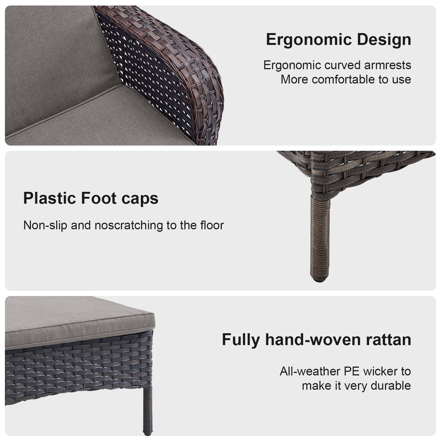 3-Piece Outdoor Wicker Lounge Set – 2 Adjustable 75" Chaise Lounges + Side Table, All-Weather Rattan, NTC Series