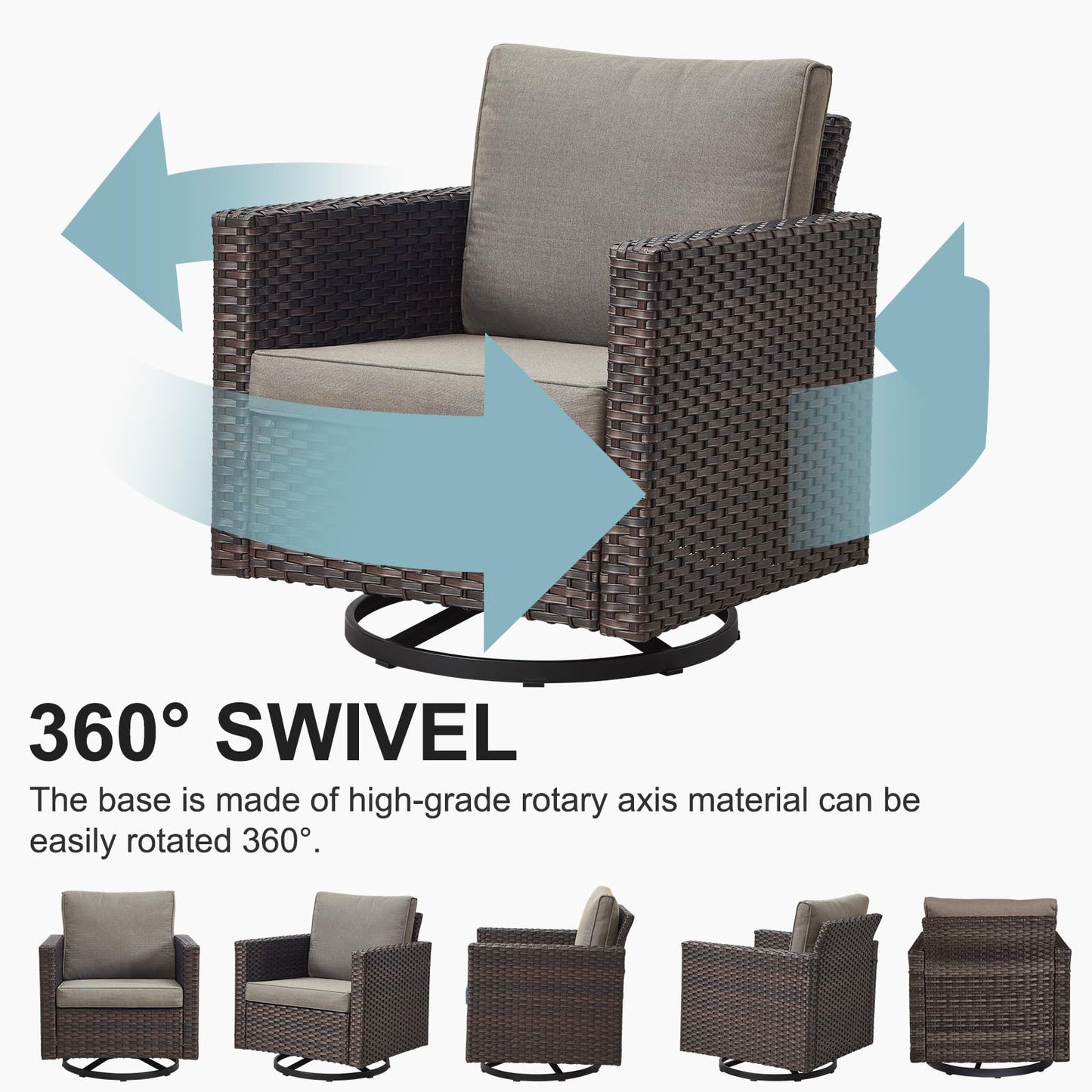 Save 50% - Swivel Glider Chairs Set with Side Table, GRS Series