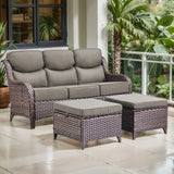 3-Piece All-Weather Wicker Sectional Sofa – 6" Ultra-Thick Cushions & Ottomans, NT Series - Belord