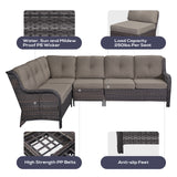 Save 50% - 7-Piece L-Shaped Patio Sectional Sofa Set + Wicker Coffee Table, NTC Series - Belord