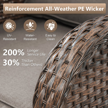 Premium 4-Piece Wicker Rocking Recliner Chair Set with Adjustable Backrest & Footrest, Cushioned PE Rattan Patio Lounge Chairs, NDS Series - Belord