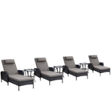 Premium 7-Piece Outdoor Rattan Lounge Set with 4 Adjustable Chaise Lounges & 3 Side Tables - All-Weather Wicker Patio Furniture for Pool Deck, NTC Series - Belord