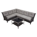 Save 50% - 7-Piece L-Shaped Patio Sectional Sofa Set + Wicker Coffee Table, NTC Series - Belord