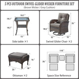 Swivel Glider Chairs Set with Side Table and Ottoman, NDS Series - Belord