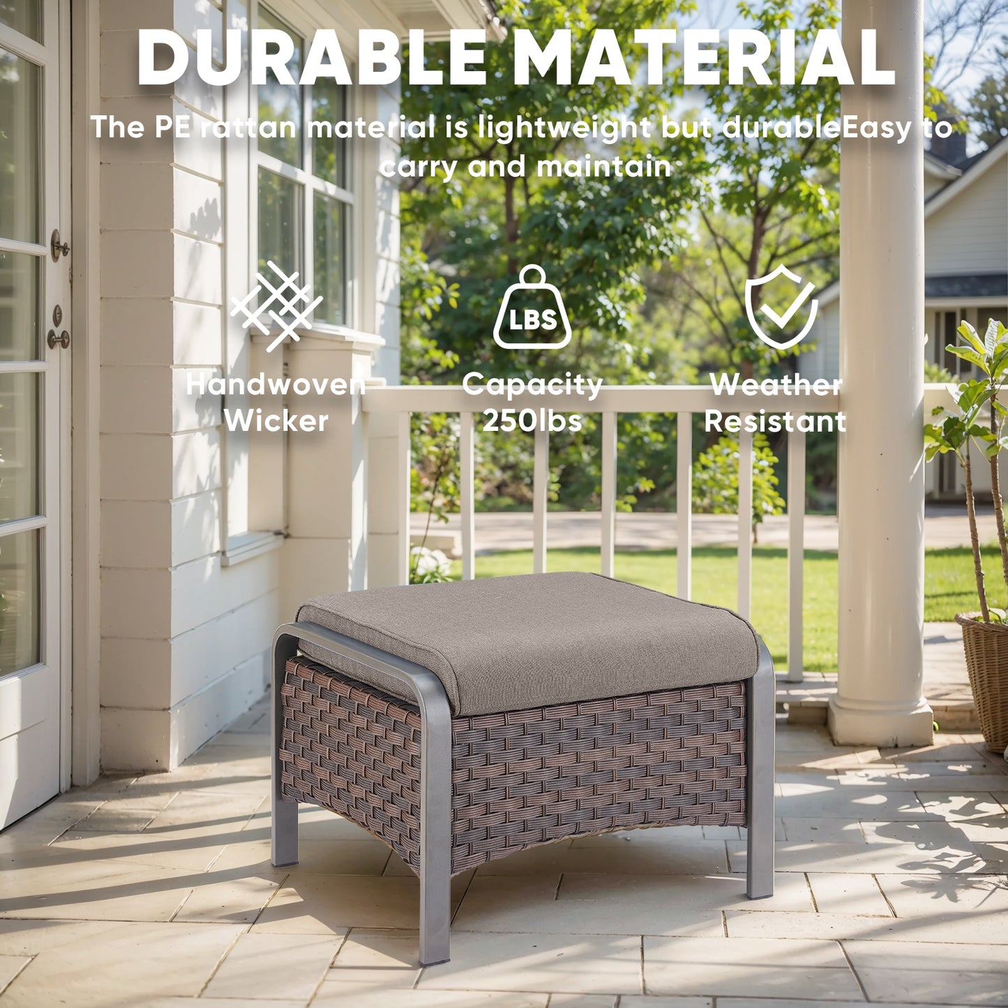 Patio Conversation Set 5-Piece with 1 Sofa, 2 Swivel Glider Chairs, 2 Ottoman, HW Series