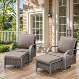 Patio Conversation Set 4-Piece with 2 Swivel Glider Chairs, 2 Ottoman, HW Series - Belord