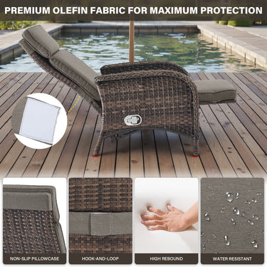 108°→155° Adjustable Chaise Lounge Set (2-Piece) - All-Weather PE Wicker & Steel Frame Reclining Outdoor Daybed | NDS Series - Belord