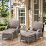 Patio Conversation Set 4-Piece with 2 Patio Chairs, 2 Ottoman, HW Series - Belord