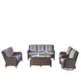 Patio Conversation Set 7-Piece with Sofa, Glider Loveseat, Swivel Glider Chairs, Ottoman and Coffee Table, NTC Series - Belord